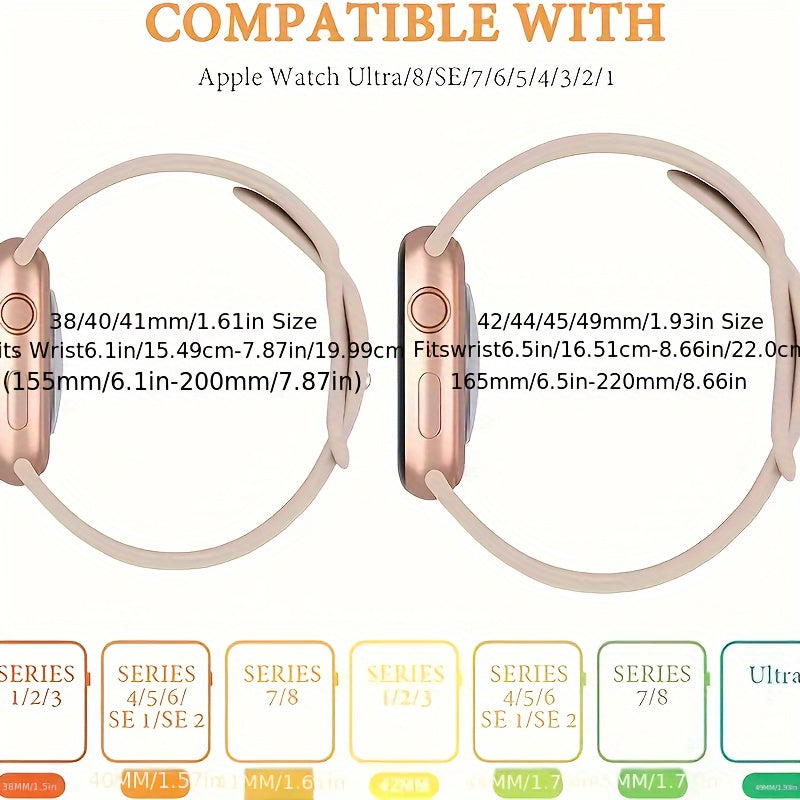 10-Pack Silicone Sport Bands, Compatible with iWatch Series 1-9 and SE - Waterproof, Soft Wristband with Butterfly Clasp - Multiple Colors DMBAS