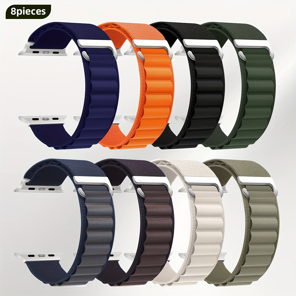 8-Pack Breathable Trail Loop+Alpine Loop+Ocean Strap+Elastic Strap for Apple Watch Ultra 49mm/46mm/45mm/44mm, Suitable for Men & Women, Ultra 2/Ultra for iwatch Series 10 9 8 7 6 SE 5 4 3 2 1, Smartwatch Bands DMBAS