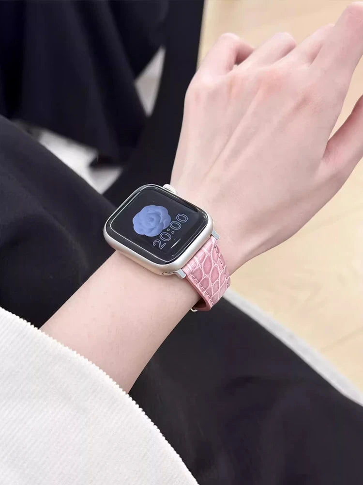 Real Leather Band For Apple Watch 38mm 41mm 40mm 42mm 45mm 46mm 49mm Luxury Slim Woman Strap For iWatch Ultra 10 9 8 7 SE 6 5 4