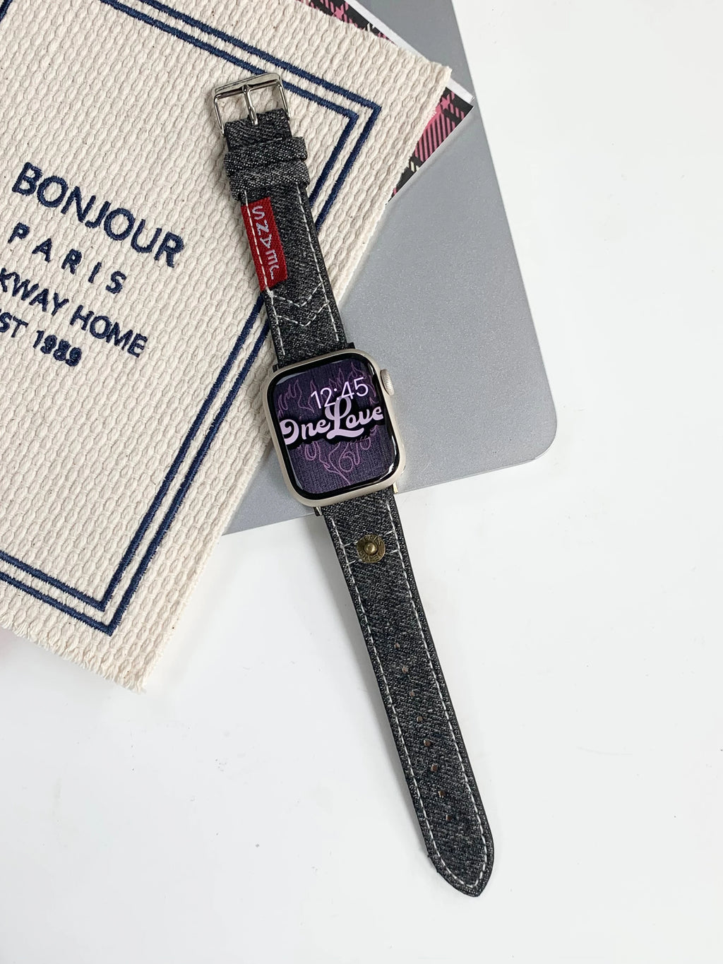 Luxury Leather Band For iWatch Ultra 10 9 8 7 6 5 4 SE Y2k Denim Bracelet Strap For Apple Watch 38mm 41mm 40 42mm 45mm 46mm 49mm