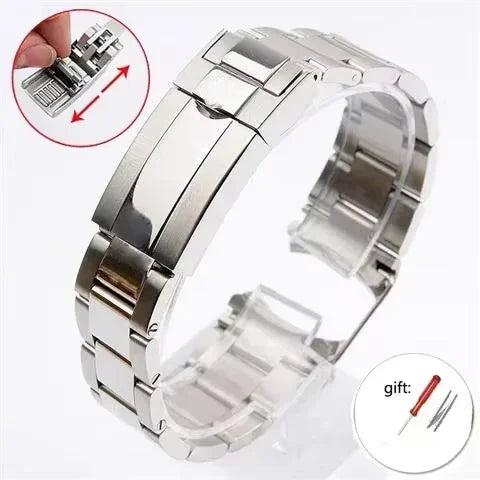 20mm 21mm 904L Watchbands For SUB DAYTONA NH35 NH36 Men Glide Lock Clasp Watch Strap Solid Stainless Steel Watch Bracelet DMBAS