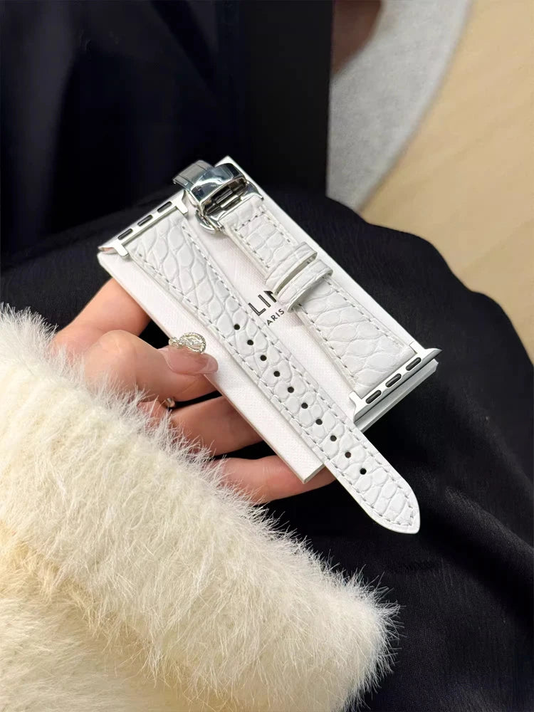 Real Leather Band For Apple Watch 38mm 41mm 40mm 42mm 45mm 46mm 49mm Luxury Slim Woman Strap For iWatch Ultra 10 9 8 7 SE 6 5 4