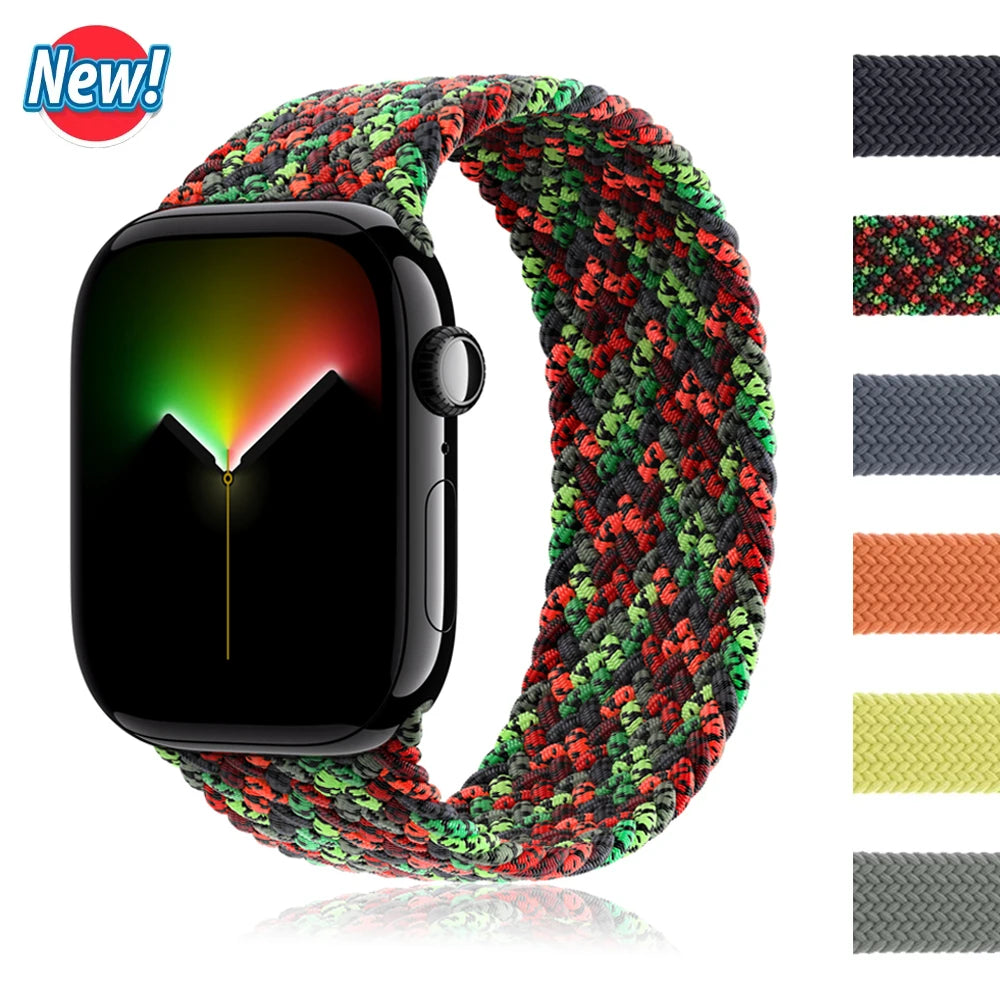 Braided Solo Strap For Apple Watch Band 44mm 40mm 45mm 49mm 41mm Nylon Correa Bracelet iWatch series 9 8 7 6 5 SE Ultra2 3 10 11 DMBAS