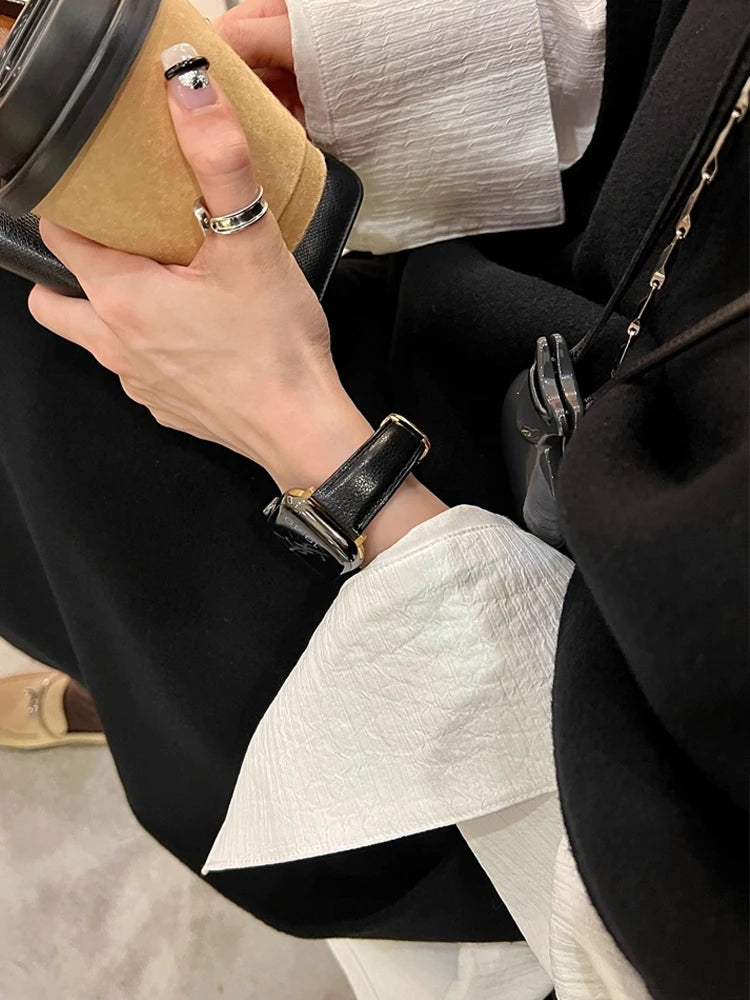 Luxury Real Leather Band For Apple Watch Ultra 10 9 8 7 6 5 4 Women Bracelet Strap For iWatch 38mm 40mm 41mm 42mm 45mm 46mm 49mm