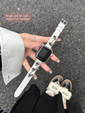 Y2K Leather Band For iWatch Ultra 11 10 9 8 7 6 5 Se Love Metal Bracelet Strap For Apple Watch 40mm 41 42mm 44mm 45mm 46mm 49mm