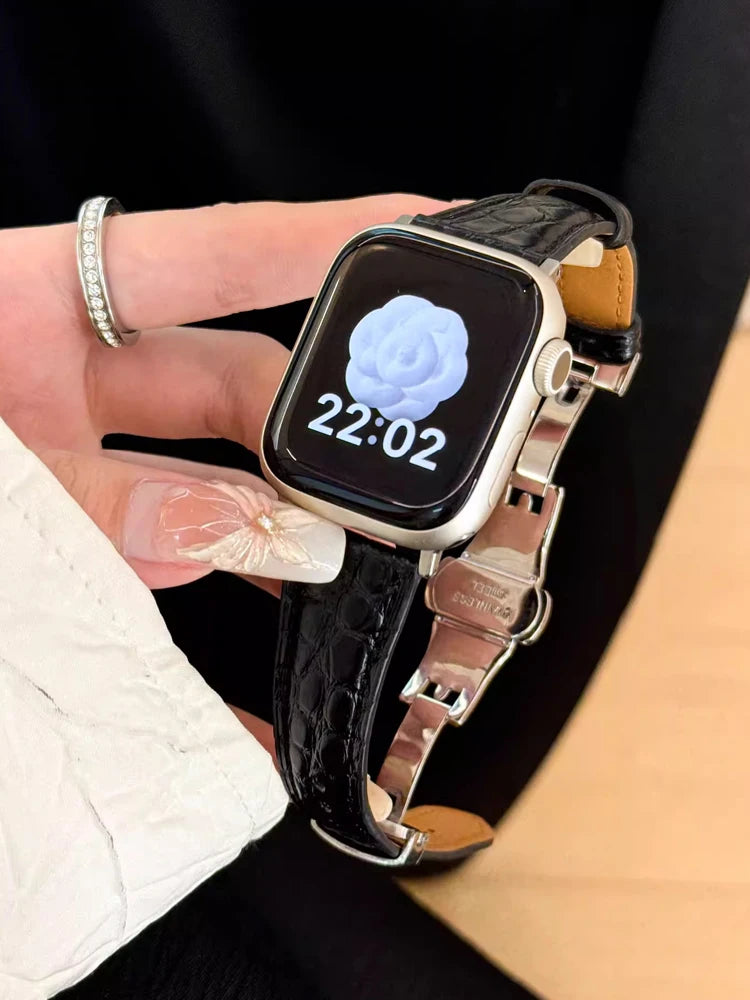 Real Leather Band For Apple Watch 38mm 41mm 40mm 42mm 45mm 46mm 49mm Luxury Slim Woman Strap For iWatch Ultra 10 9 8 7 SE 6 5 4