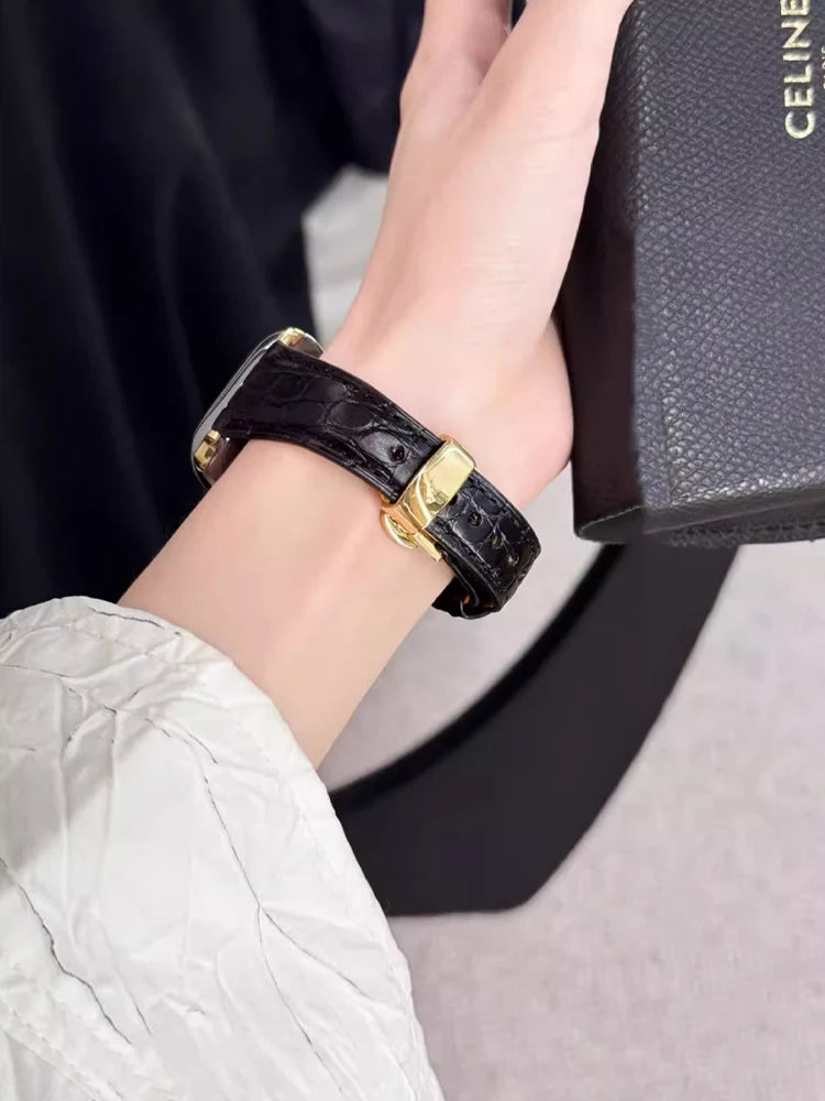 Real Leather Band For Apple Watch 38mm 41mm 40mm 42mm 45mm 46mm 49mm Luxury Slim Woman Strap For iWatch Ultra 10 9 8 7 SE 6 5 4