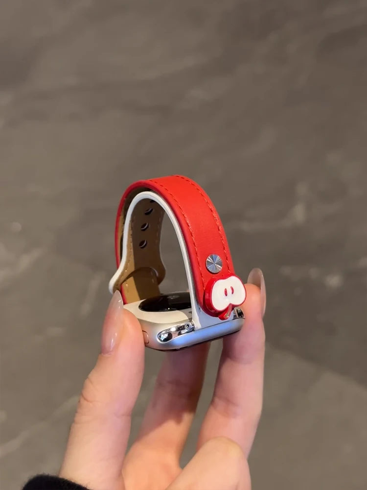 Cute Dog Leather Band For iWatch Ultra 10 9 8 7 6 5 4 Slim Woman Bracelet Strap For Apple Watch 38mm 40mm 41mm 42mm 45 46mm 49mm