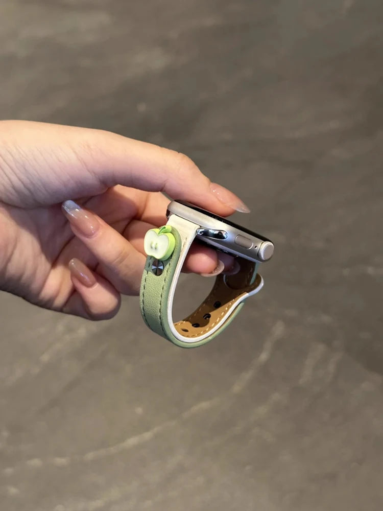 Cute Dog Leather Band For iWatch Ultra 10 9 8 7 6 5 4 Slim Woman Bracelet Strap For Apple Watch 38mm 40mm 41mm 42mm 45 46mm 49mm