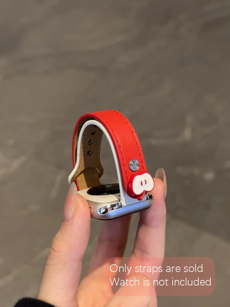 Cute Dog Leather Band For iWatch Ultra 10 9 8 7 6 5 4 Slim Woman Bracelet Strap For Apple Watch 38mm 40mm 41mm 42mm 45 46mm 49mm