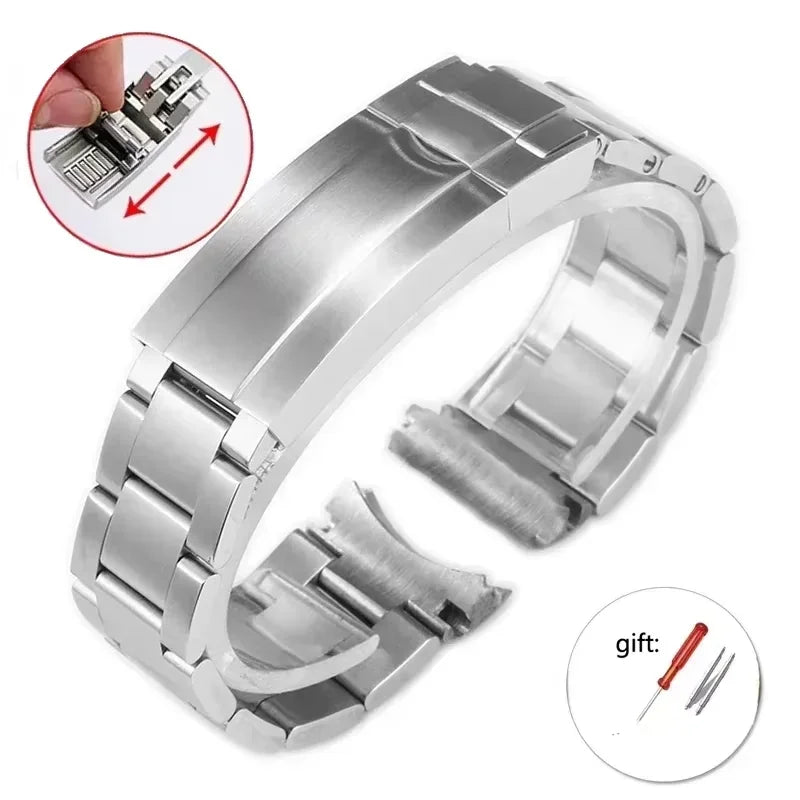 20mm 21mm 904L Watchbands For SUB DAYTONA NH35 NH36 Men Glide Lock Clasp Watch Strap Solid Stainless Steel Watch Bracelet DMBAS