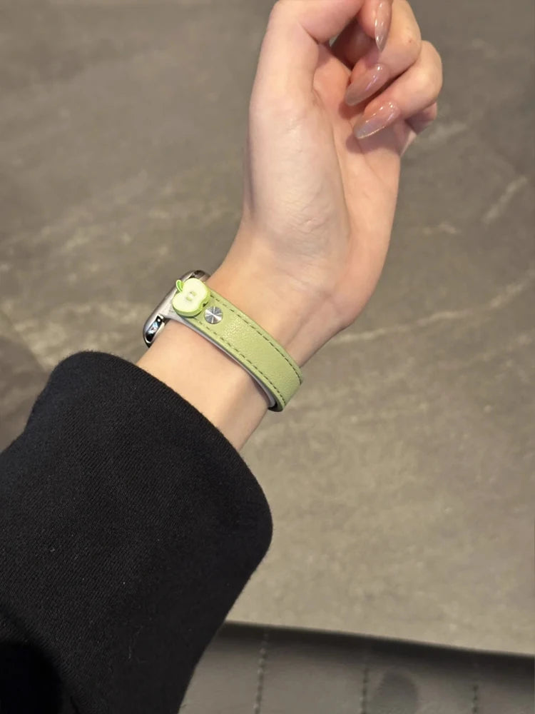 Cute Dog Leather Band For iWatch Ultra 10 9 8 7 6 5 4 Slim Woman Bracelet Strap For Apple Watch 38mm 40mm 41mm 42mm 45 46mm 49mm