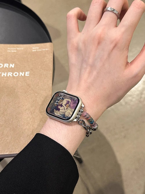 Bohemia Elasticity Metal Band For iWatch Ultra 11 10 9 8 Se 42mm 44 46mm 49mm Woman Bracelet Strap For Apple Watch 7 6 5 40mm 41