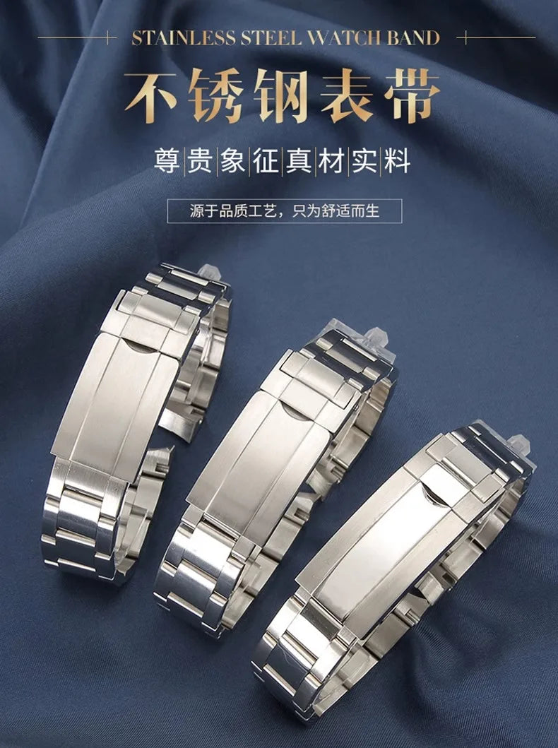 20mm 21mm 904L Watchbands For SUB DAYTONA NH35 NH36 Men Glide Lock Clasp Watch Strap Solid Stainless Steel Watch Bracelet DMBAS