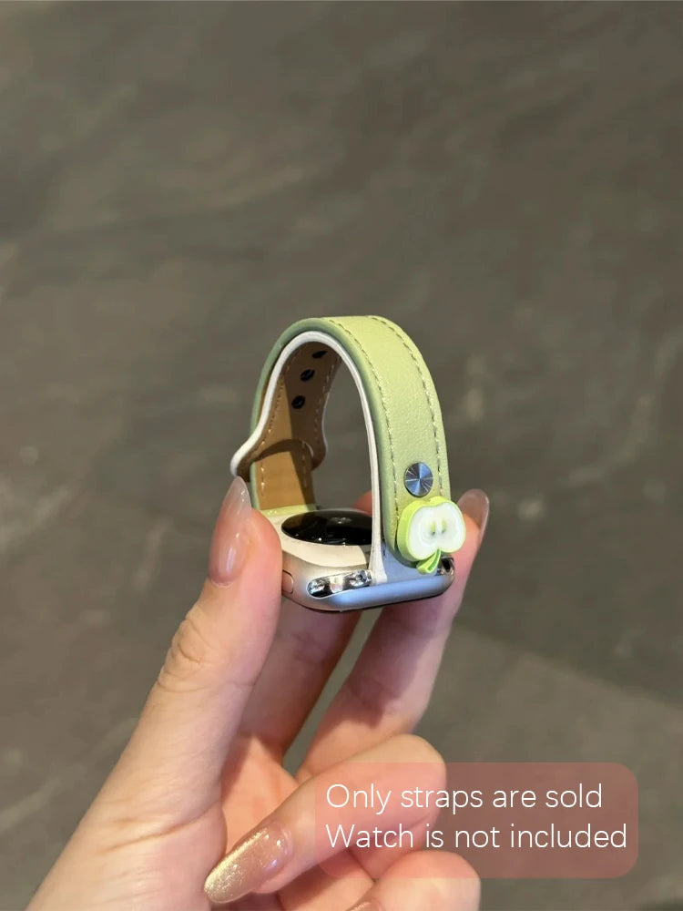 Cute Dog Leather Band For iWatch Ultra 10 9 8 7 6 5 4 Slim Woman Bracelet Strap For Apple Watch 38mm 40mm 41mm 42mm 45 46mm 49mm