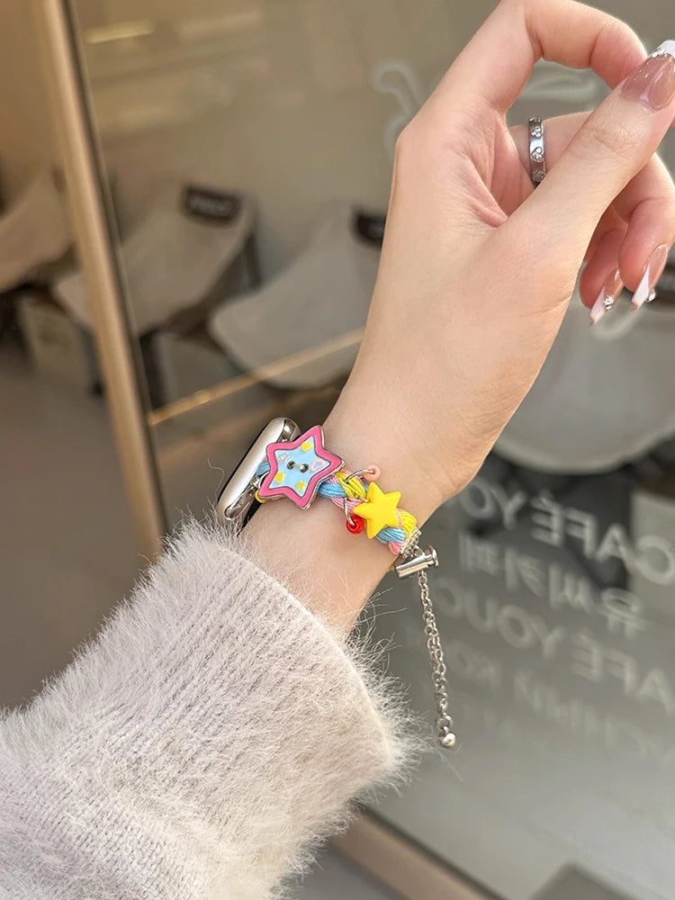 Y2K Star Button Strap For Apple Watch Ultra 11 10 9 8 7 6 Se 5 Metal Bracelet Band For iWatch 49mm 46mm 41mm 45mm 42mm 44mm 40mm