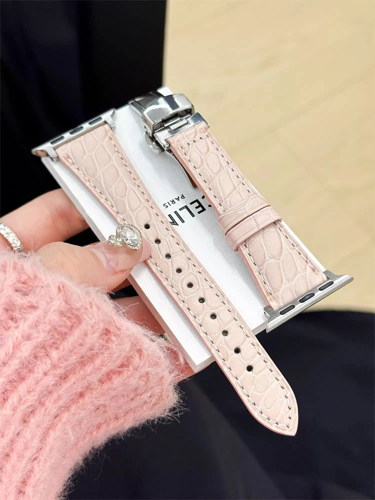Real Leather Band For Apple Watch 38mm 41mm 40mm 42mm 45mm 46mm 49mm Luxury Slim Woman Strap For iWatch Ultra 10 9 8 7 SE 6 5 4