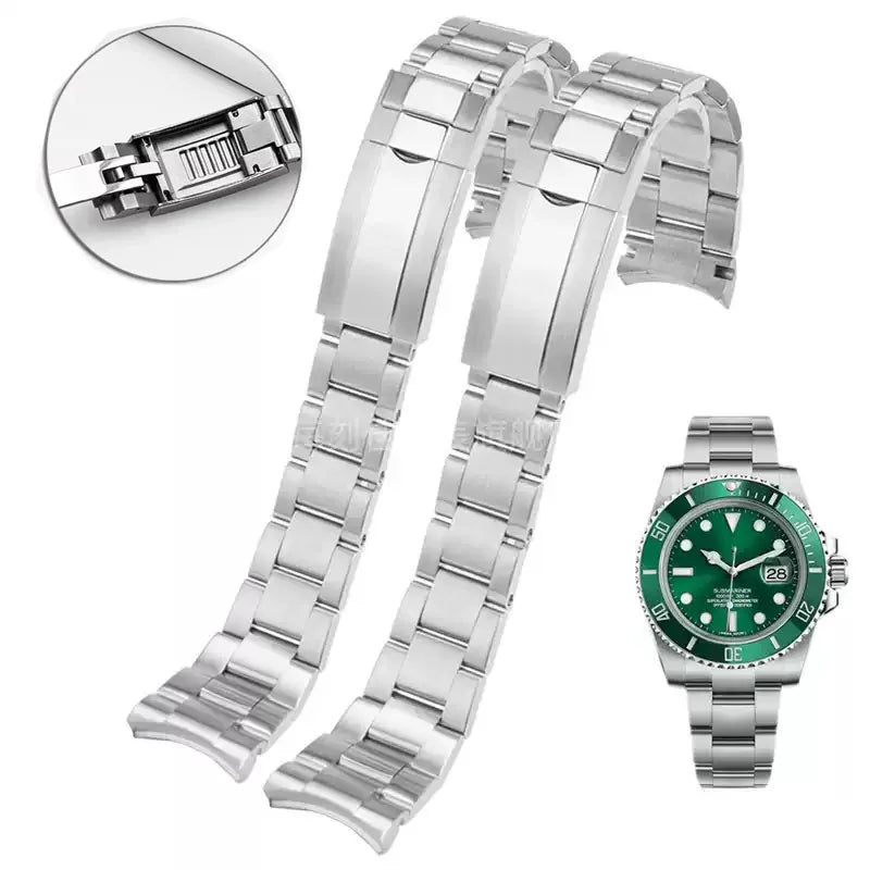 20mm 21mm 904L Watchbands For SUB DAYTONA NH35 NH36 Men Glide Lock Clasp Watch Strap Solid Stainless Steel Watch Bracelet DMBAS