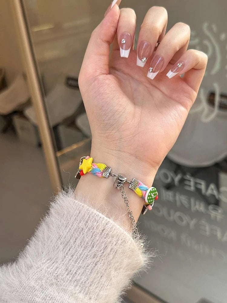 Y2K Star Button Strap For Apple Watch Ultra 11 10 9 8 7 6 Se 5 Metal Bracelet Band For iWatch 49mm 46mm 41mm 45mm 42mm 44mm 40mm