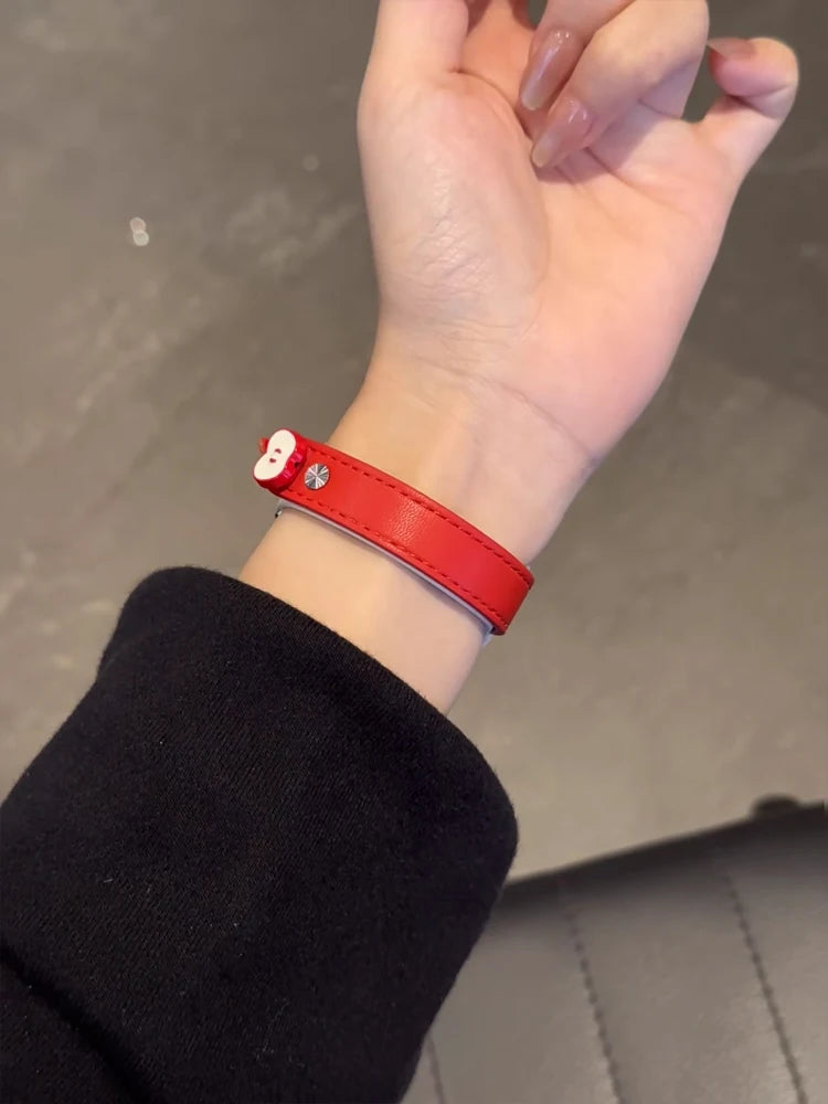 Cute Dog Leather Band For iWatch Ultra 10 9 8 7 6 5 4 Slim Woman Bracelet Strap For Apple Watch 38mm 40mm 41mm 42mm 45 46mm 49mm