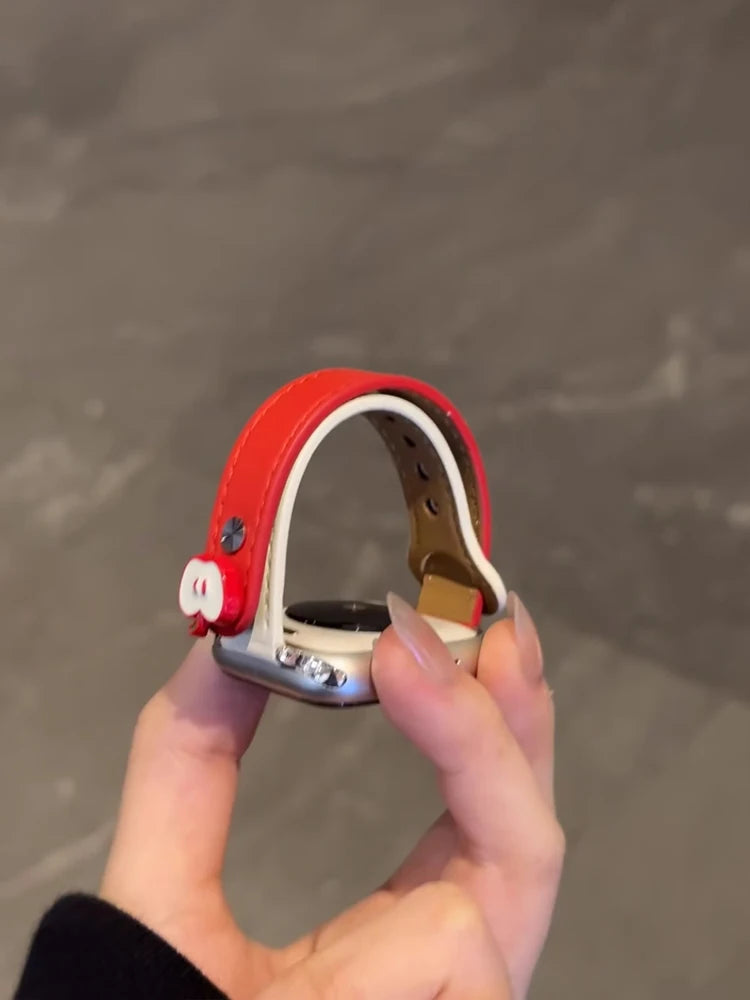 Cute Dog Leather Band For iWatch Ultra 10 9 8 7 6 5 4 Slim Woman Bracelet Strap For Apple Watch 38mm 40mm 41mm 42mm 45 46mm 49mm