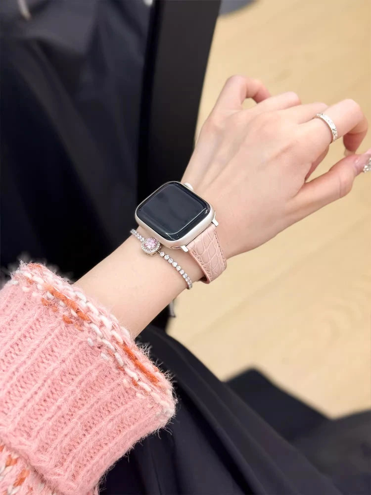 Real Leather Band For Apple Watch 38mm 41mm 40mm 42mm 45mm 46mm 49mm Luxury Slim Woman Strap For iWatch Ultra 10 9 8 7 SE 6 5 4