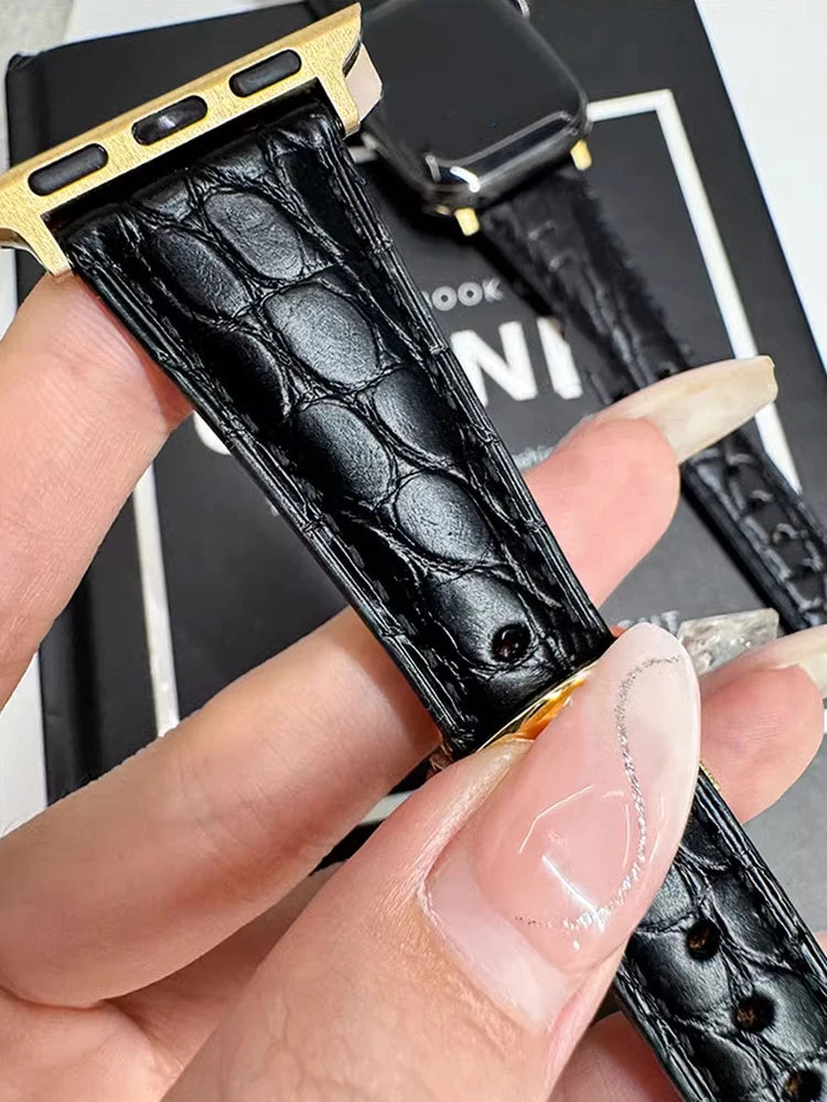 Real Leather Band For Apple Watch 38mm 41mm 40mm 42mm 45mm 46mm 49mm Luxury Slim Woman Strap For iWatch Ultra 10 9 8 7 SE 6 5 4