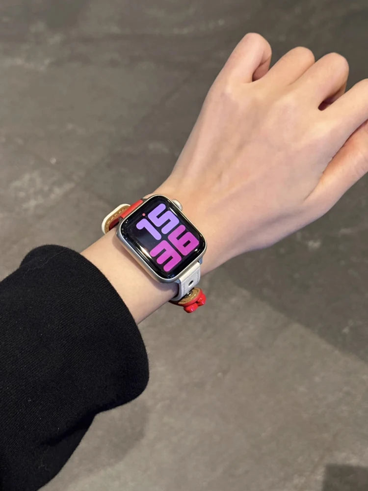 Cute Dog Leather Band For iWatch Ultra 10 9 8 7 6 5 4 Slim Woman Bracelet Strap For Apple Watch 38mm 40mm 41mm 42mm 45 46mm 49mm