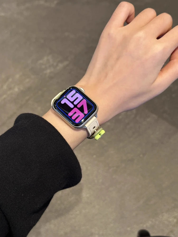 Cute Dog Leather Band For iWatch Ultra 10 9 8 7 6 5 4 Slim Woman Bracelet Strap For Apple Watch 38mm 40mm 41mm 42mm 45 46mm 49mm